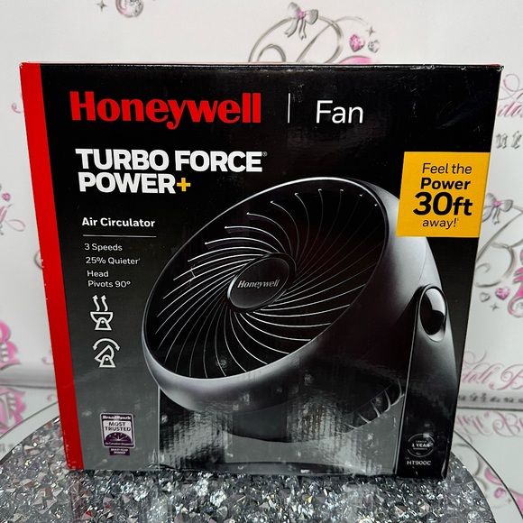 Honeywell fan 30ft turbo force black 3 speeds pivots quiet air fan cool down - Picture 1 of 5